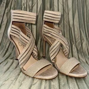 Jessica Simpson Gold Shimmer Heels, Size 7